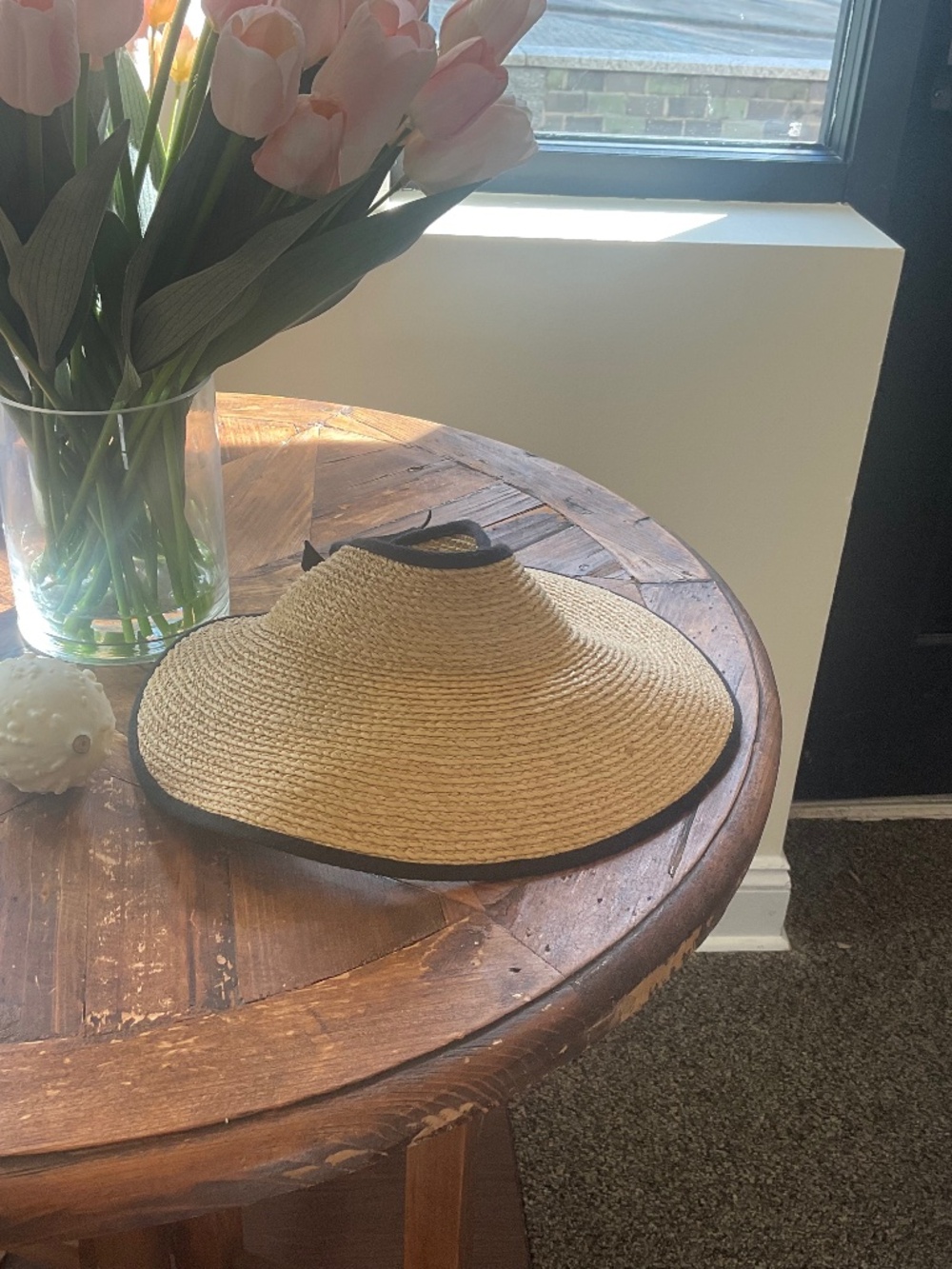 Helen Kaminsky Raffia Brim Visor Straw Sun Hat , Color Tan
